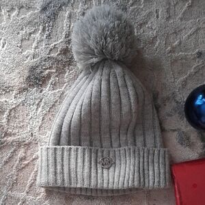Michael Kors Light Gray Pom-Pom Beanie